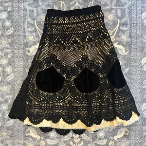 Anthropologie Ipsa "Evening Slumber" Crochet & Velvet Skirt